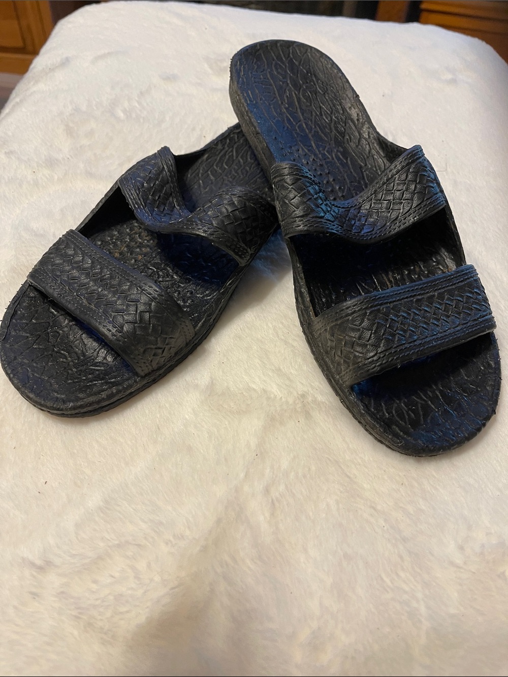 Textured Black Slide Sandals